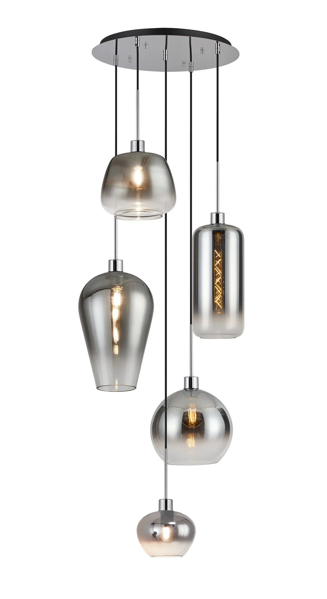Lori Polished Chrome Ceiling Lights Deco Multiple Pendant